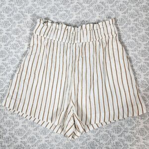 H&M Yellow Striped Wide Leg Elastic Waist Shorts Size 2